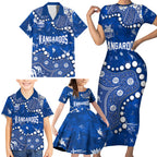Personalized North Melbourne Kangaroos Family Matching Short Sleeve Bodycon Dress and Hawaiian Shirt Aboriginal Pattern with Graffiti Style