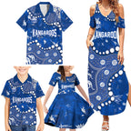 Personalized North Melbourne Kangaroos Family Matching Summer Maxi Dress and Hawaiian Shirt Aboriginal Pattern with Graffiti Style