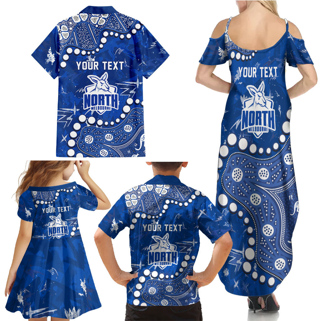 Personalized North Melbourne Kangaroos Family Matching Summer Maxi Dress and Hawaiian Shirt Aboriginal Pattern with Graffiti Style
