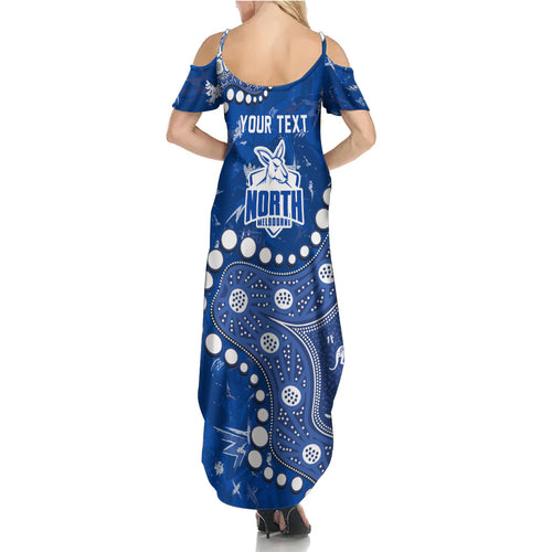 Personalized North Melbourne Kangaroos Family Matching Summer Maxi Dress and Hawaiian Shirt Aboriginal Pattern with Graffiti Style