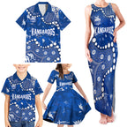 Personalized North Melbourne Kangaroos Family Matching Tank Maxi Dress and Hawaiian Shirt Aboriginal Pattern with Graffiti Style