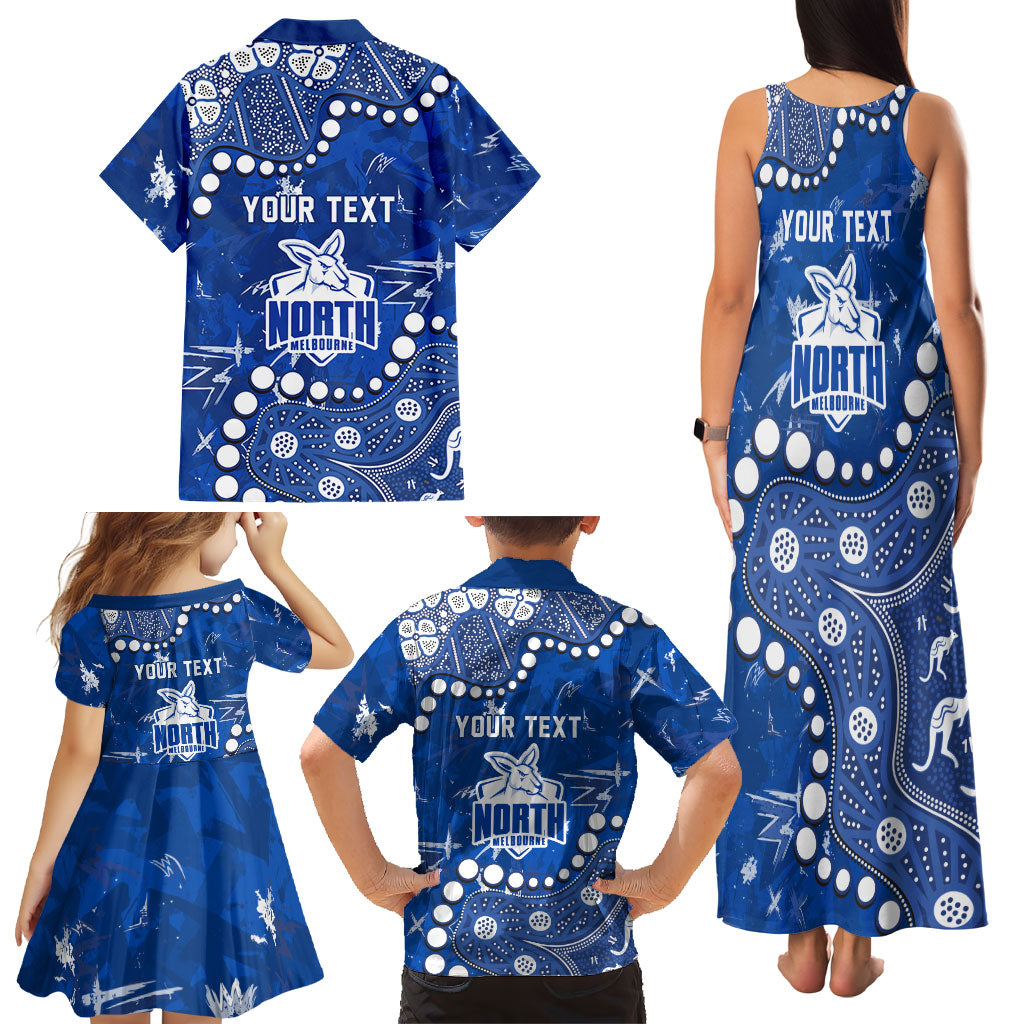 Personalized North Melbourne Kangaroos Family Matching Tank Maxi Dress and Hawaiian Shirt Aboriginal Pattern with Graffiti Style