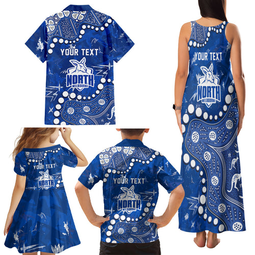 Personalized North Melbourne Kangaroos Family Matching Tank Maxi Dress and Hawaiian Shirt Aboriginal Pattern with Graffiti Style