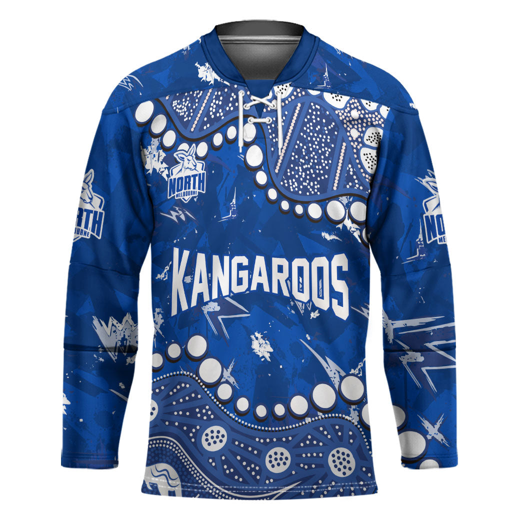 Personalized North Melbourne Kangaroos Hockey Jersey Aboriginal Pattern with Graffiti Style