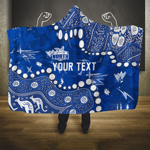 Personalized North Melbourne Kangaroos Hooded Blanket Aboriginal Pattern with Graffiti Style