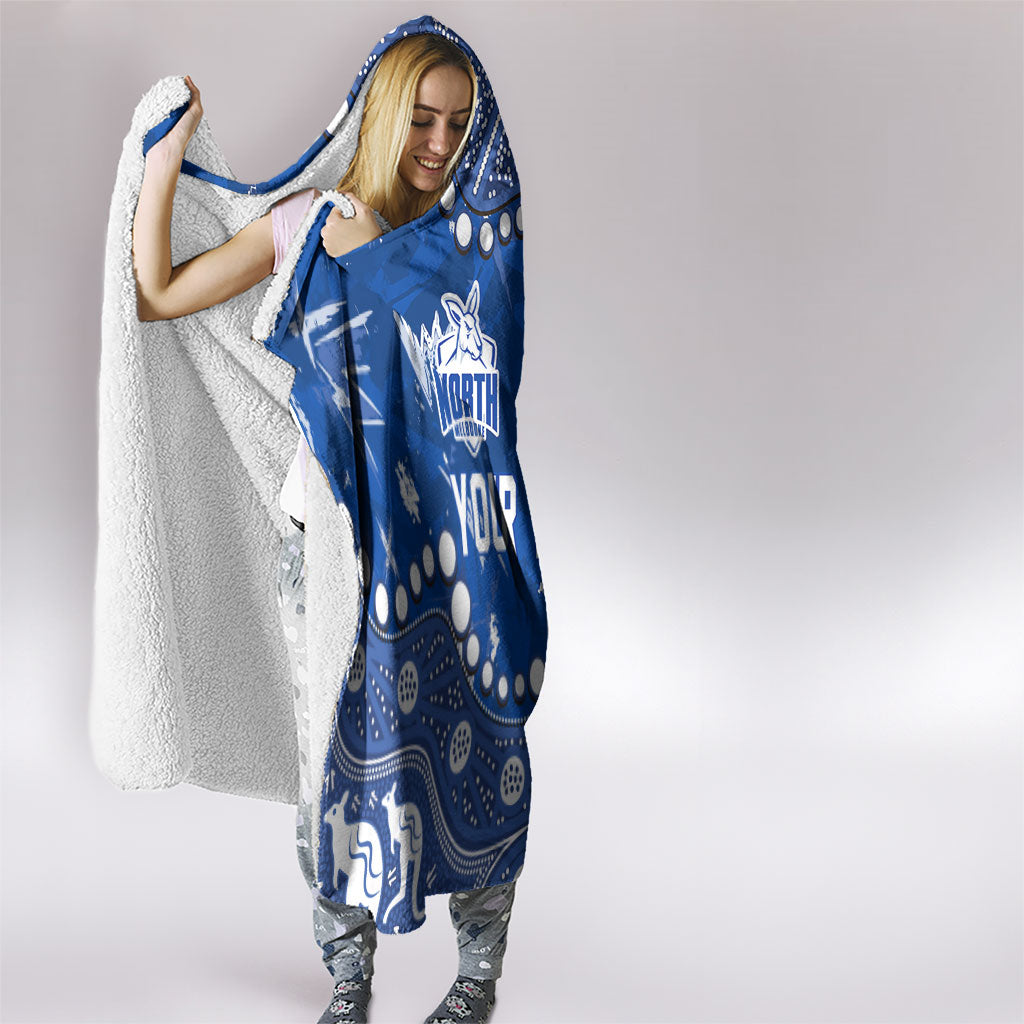 Personalized North Melbourne Kangaroos Hooded Blanket Aboriginal Pattern with Graffiti Style