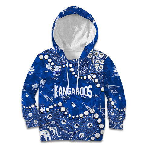 Personalized North Melbourne Kangaroos Kid Hoodie Aboriginal Pattern with Graffiti Style