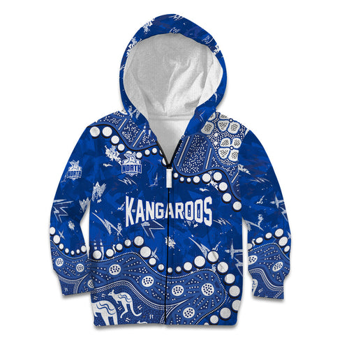 Personalized North Melbourne Kangaroos Kid Hoodie Aboriginal Pattern with Graffiti Style