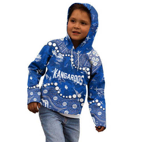 Personalized North Melbourne Kangaroos Kid Hoodie Aboriginal Pattern with Graffiti Style