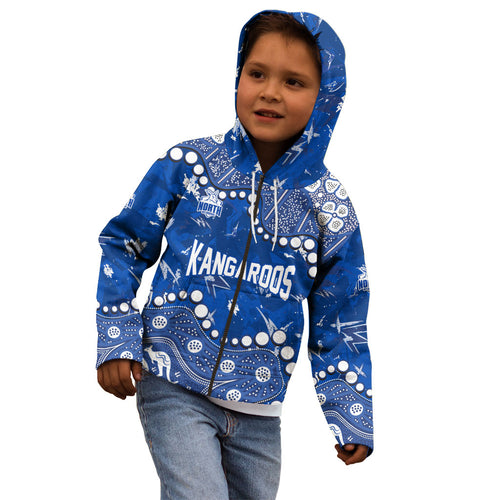 Personalized North Melbourne Kangaroos Kid Hoodie Aboriginal Pattern with Graffiti Style