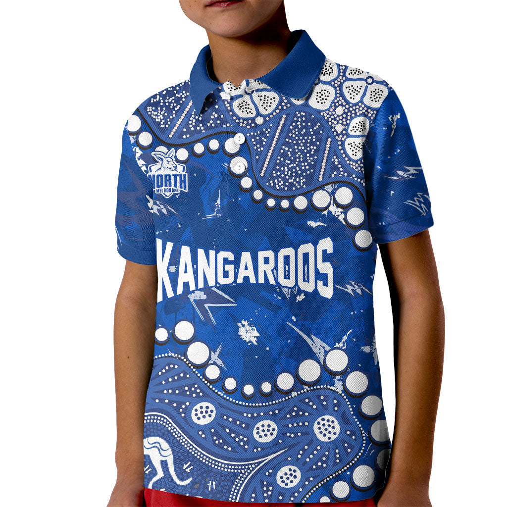 Personalized North Melbourne Kangaroos Kid Polo Shirt Aboriginal Pattern with Graffiti Style