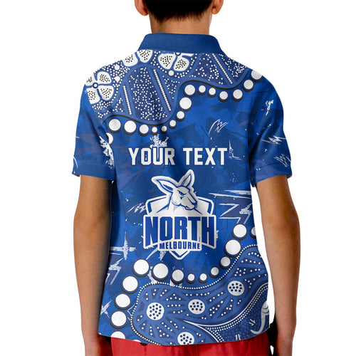 Personalized North Melbourne Kangaroos Kid Polo Shirt Aboriginal Pattern with Graffiti Style