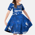 Personalized North Melbourne Kangaroos Kid Short Sleeve Dress Aboriginal Pattern with Graffiti Style