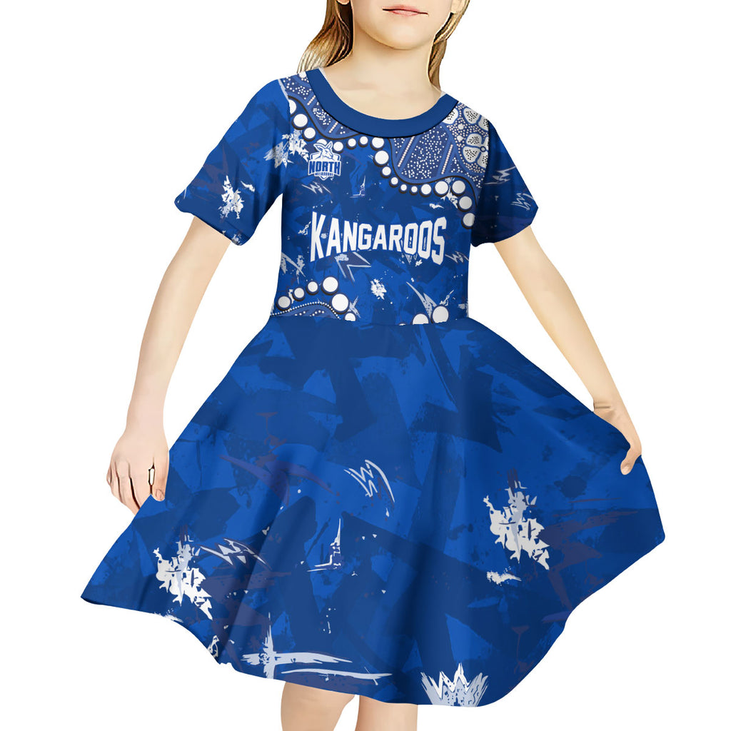 Personalized North Melbourne Kangaroos Kid Short Sleeve Dress Aboriginal Pattern with Graffiti Style