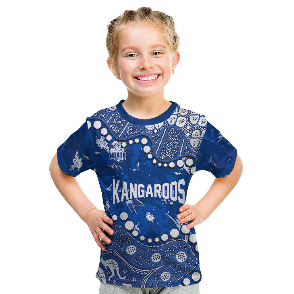 Personalized North Melbourne Kangaroos Kid T Shirt Aboriginal Pattern with Graffiti Style