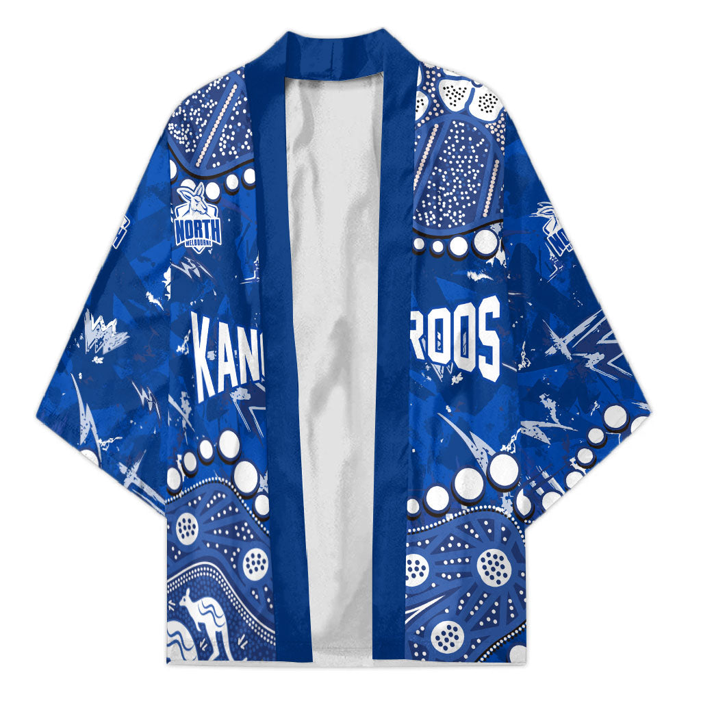 Personalized North Melbourne Kangaroos Kimono Aboriginal Pattern with Graffiti Style