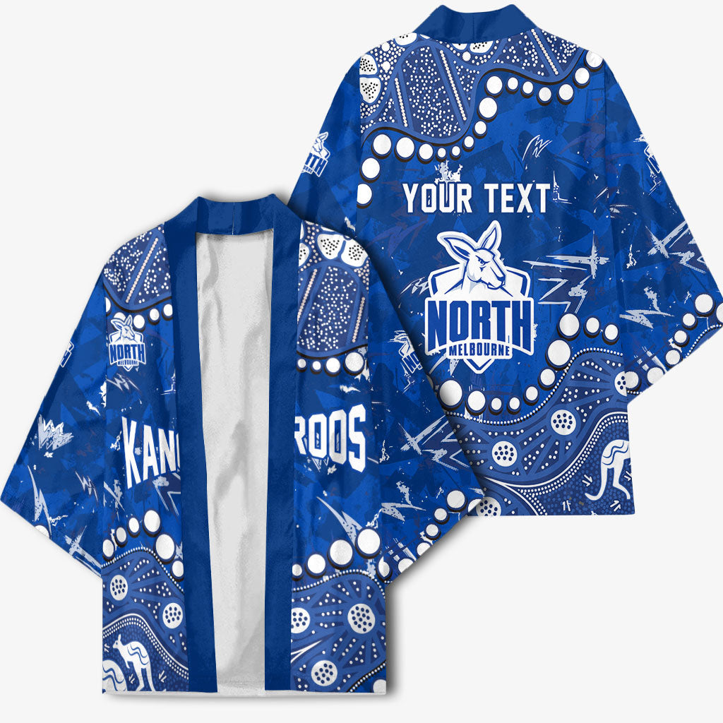 Personalized North Melbourne Kangaroos Kimono Aboriginal Pattern with Graffiti Style