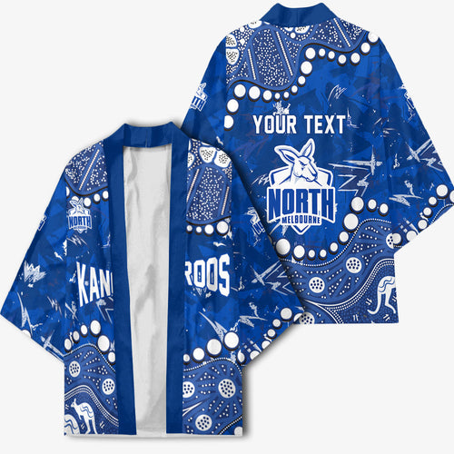 Personalized North Melbourne Kangaroos Kimono Aboriginal Pattern with Graffiti Style