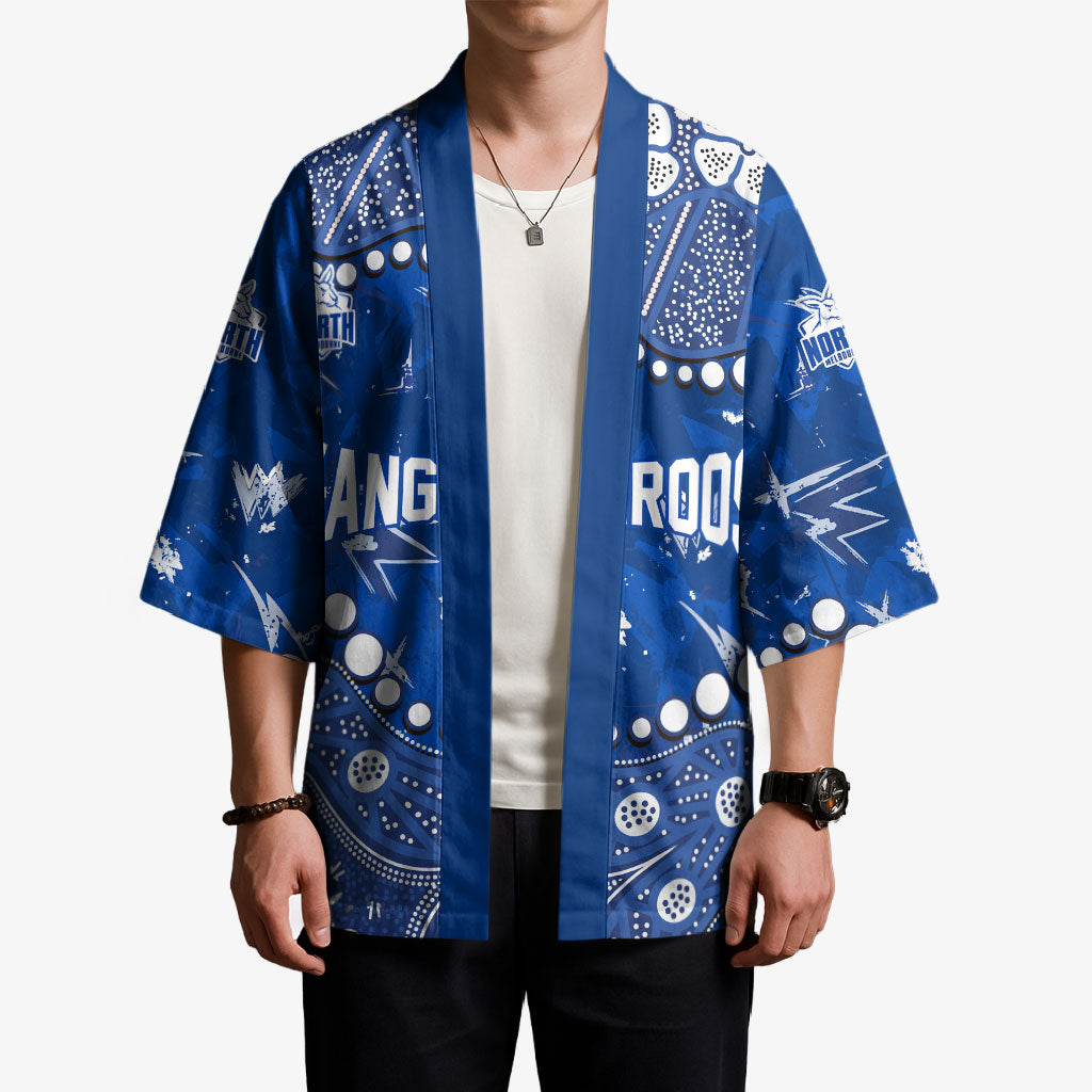 Personalized North Melbourne Kangaroos Kimono Aboriginal Pattern with Graffiti Style