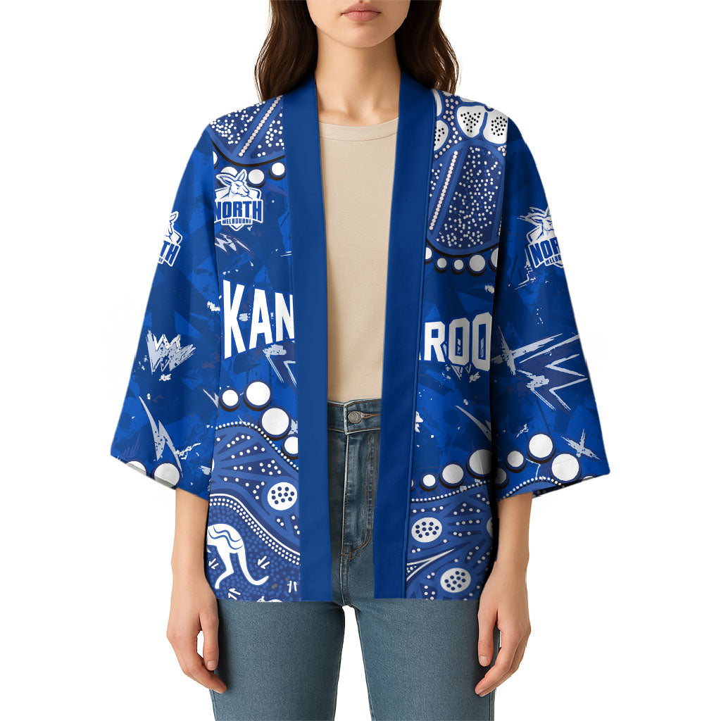 Personalized North Melbourne Kangaroos Kimono Aboriginal Pattern with Graffiti Style