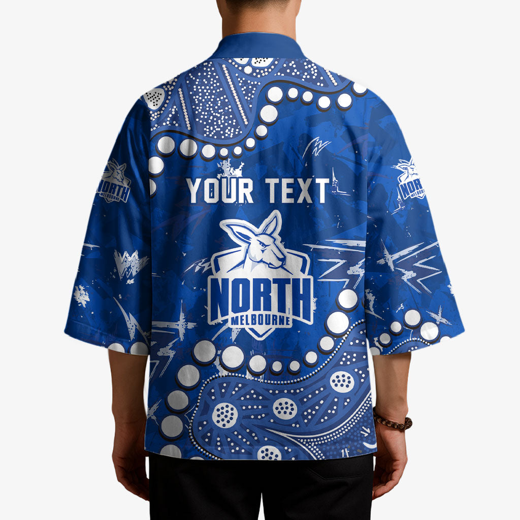 Personalized North Melbourne Kangaroos Kimono Aboriginal Pattern with Graffiti Style