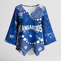Personalized North Melbourne Kangaroos Kimono Sleeve Blouse Aboriginal Pattern with Graffiti Style
