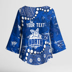 Personalized North Melbourne Kangaroos Kimono Sleeve Blouse Aboriginal Pattern with Graffiti Style