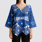 Personalized North Melbourne Kangaroos Kimono Sleeve Blouse Aboriginal Pattern with Graffiti Style