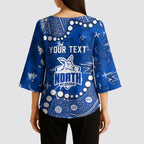 Personalized North Melbourne Kangaroos Kimono Sleeve Blouse Aboriginal Pattern with Graffiti Style