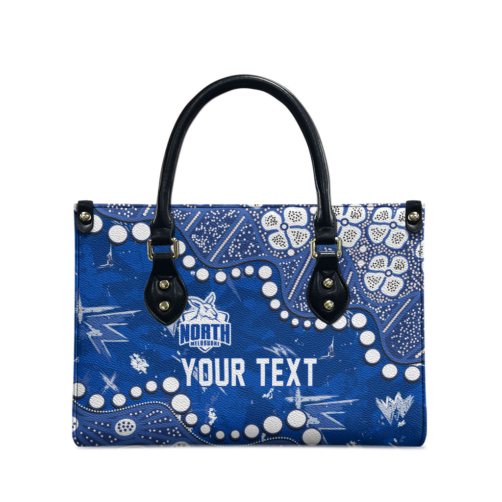 Personalized North Melbourne Kangaroos Leather Bag Aboriginal Pattern with Graffiti Style