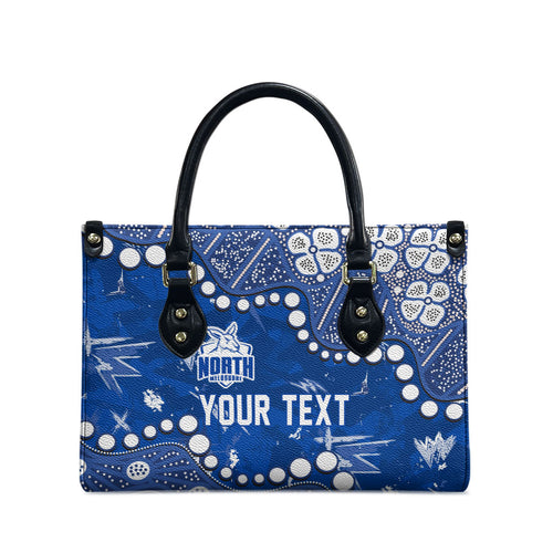 Personalized North Melbourne Kangaroos Leather Bag Aboriginal Pattern with Graffiti Style