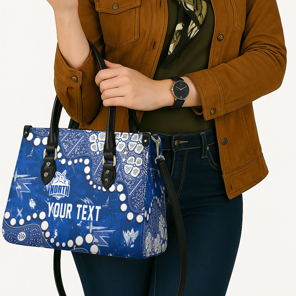 Personalized North Melbourne Kangaroos Leather Bag Aboriginal Pattern with Graffiti Style