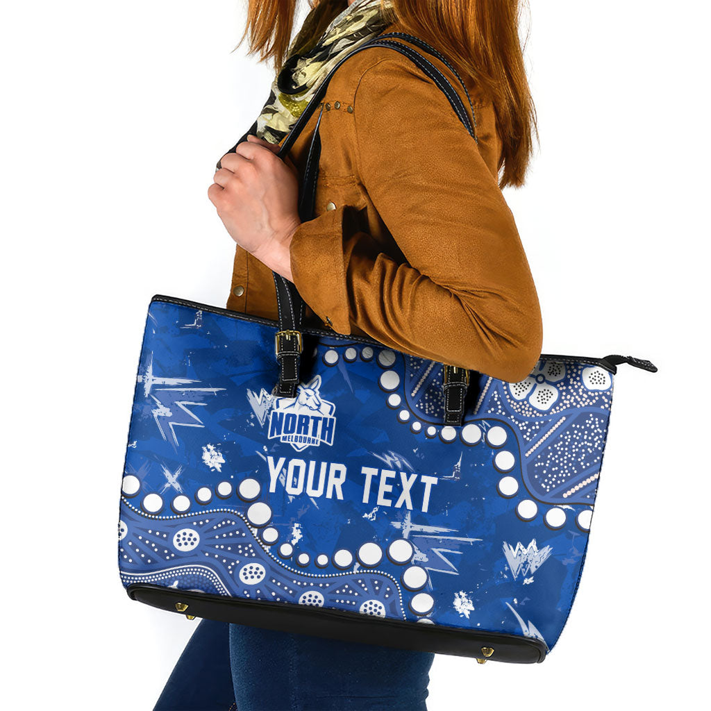 Personalized North Melbourne Kangaroos Leather Tote Bag Aboriginal Pattern with Graffiti Style