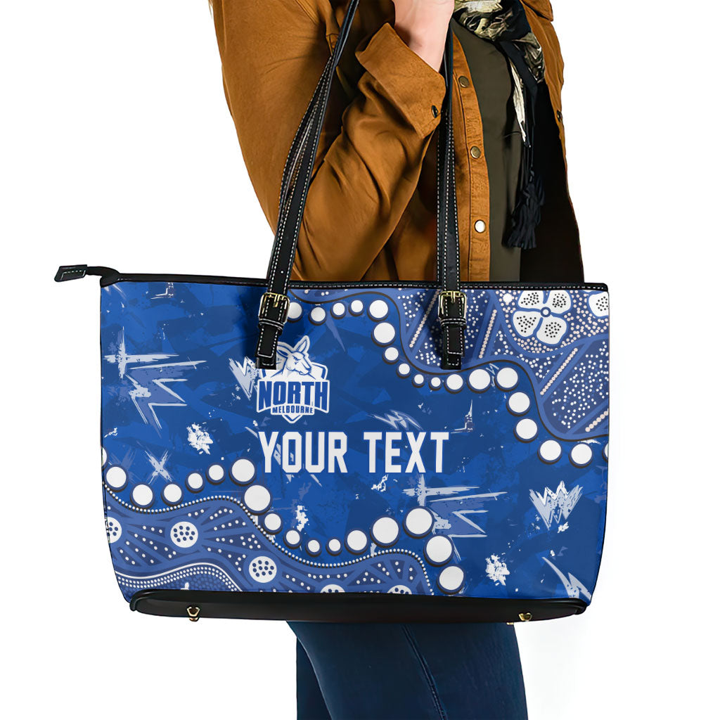 Personalized North Melbourne Kangaroos Leather Tote Bag Aboriginal Pattern with Graffiti Style