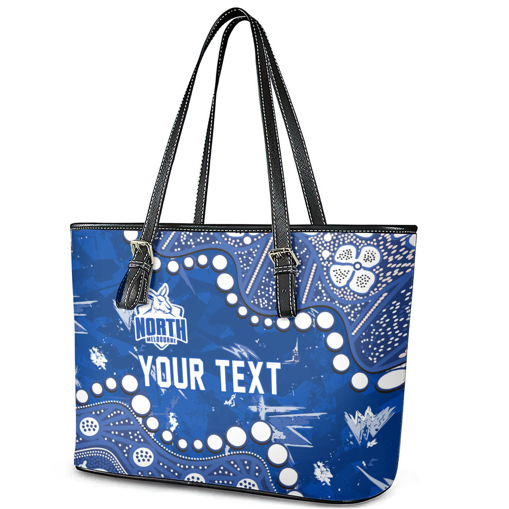 Personalized North Melbourne Kangaroos Leather Tote Bag Aboriginal Pattern with Graffiti Style