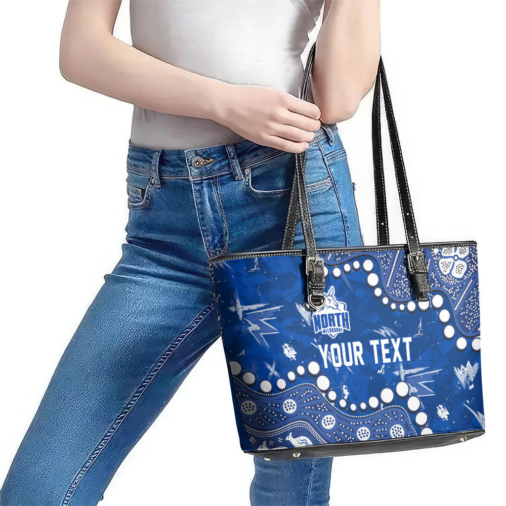 Personalized North Melbourne Kangaroos Leather Tote Bag Aboriginal Pattern with Graffiti Style