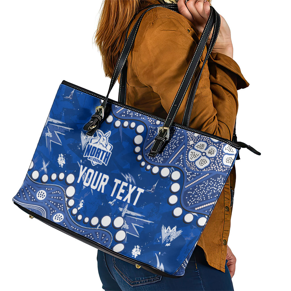 Personalized North Melbourne Kangaroos Leather Tote Bag Aboriginal Pattern with Graffiti Style