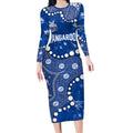 Personalized North Melbourne Kangaroos Long Sleeve Bodycon Dress Aboriginal Pattern with Graffiti Style