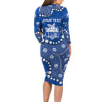 Personalized North Melbourne Kangaroos Long Sleeve Bodycon Dress Aboriginal Pattern with Graffiti Style