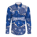 Personalized North Melbourne Kangaroos Long Sleeve Button Shirt Aboriginal Pattern with Graffiti Style