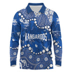 Personalized North Melbourne Kangaroos Long Sleeve Polo Shirt Aboriginal Pattern with Graffiti Style