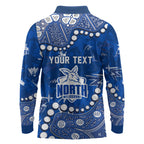 Personalized North Melbourne Kangaroos Long Sleeve Polo Shirt Aboriginal Pattern with Graffiti Style