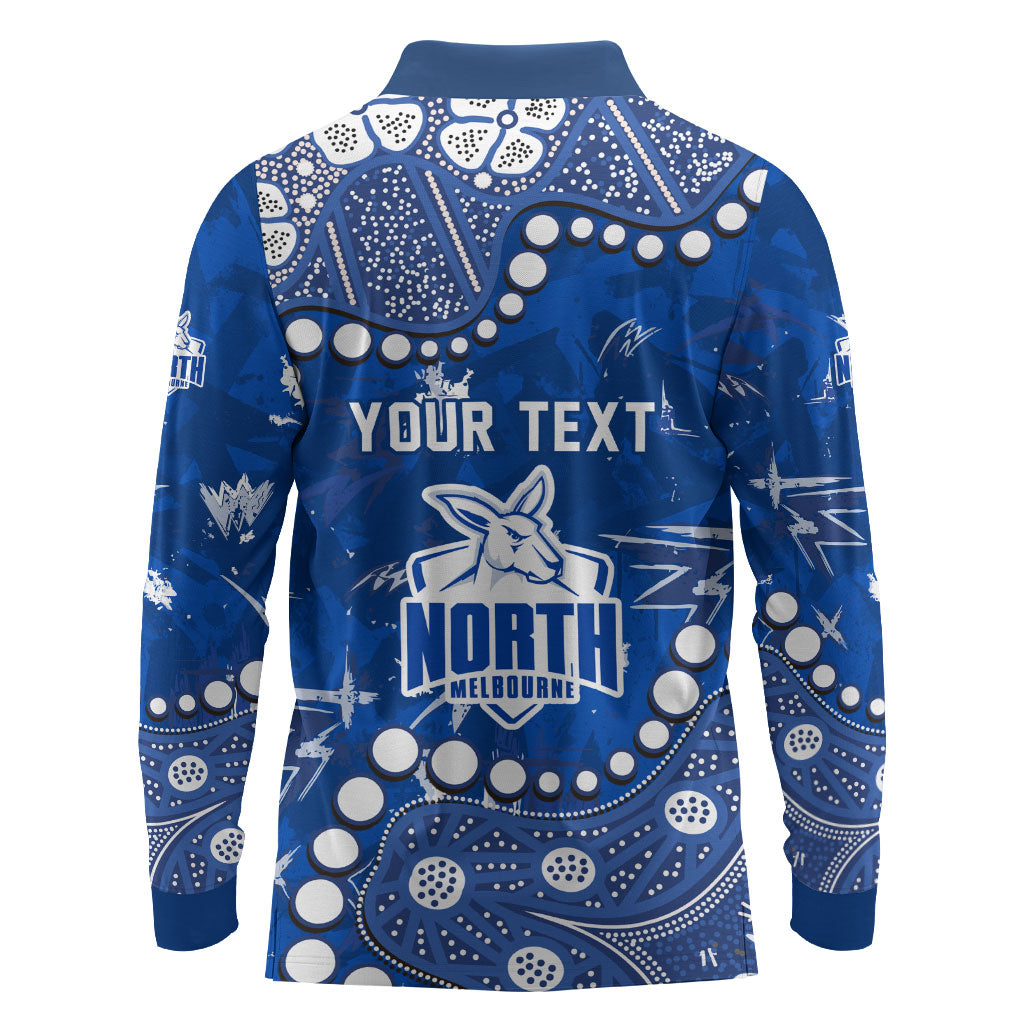 Personalized North Melbourne Kangaroos Long Sleeve Polo Shirt Aboriginal Pattern with Graffiti Style