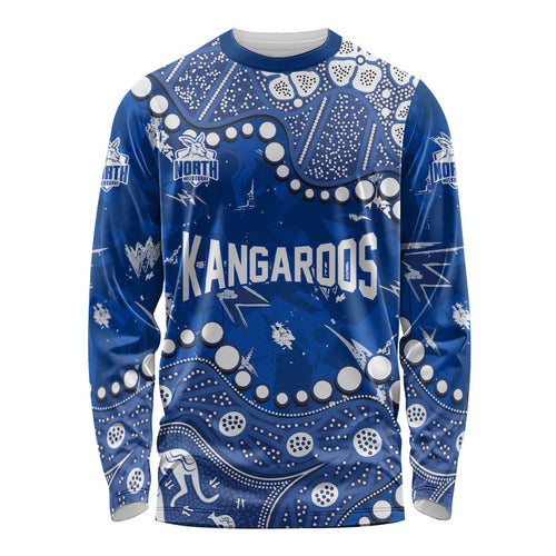 Personalized North Melbourne Kangaroos Long Sleeve Shirt Aboriginal Pattern with Graffiti Style