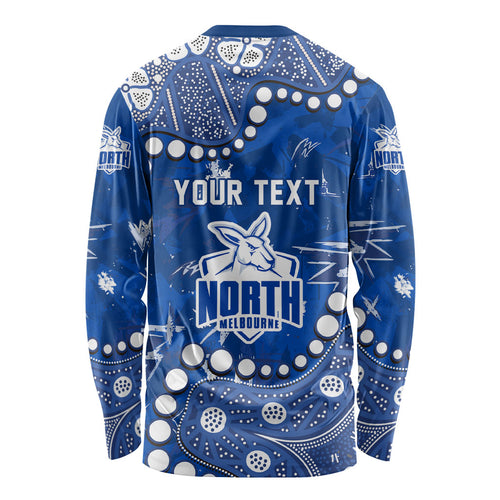 Personalized North Melbourne Kangaroos Long Sleeve Shirt Aboriginal Pattern with Graffiti Style