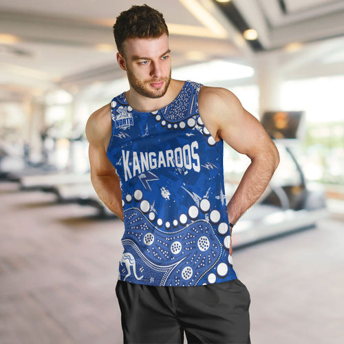 Personalized North Melbourne Kangaroos Men Tank Top Aboriginal Pattern with Graffiti Style
