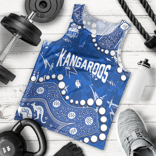 Personalized North Melbourne Kangaroos Men Tank Top Aboriginal Pattern with Graffiti Style