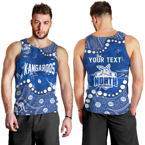 Personalized North Melbourne Kangaroos Men Tank Top Aboriginal Pattern with Graffiti Style