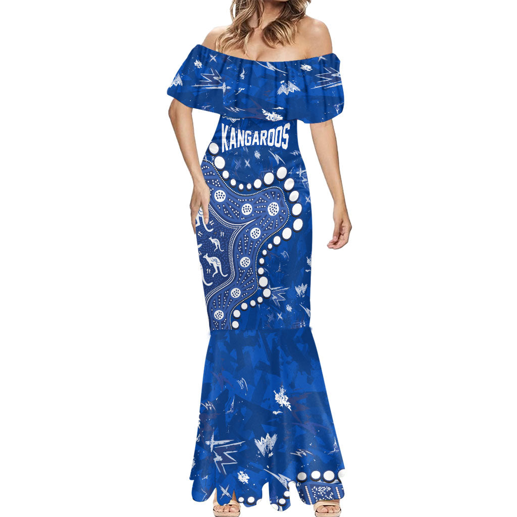 Personalized North Melbourne Kangaroos Mermaid Dress Aboriginal Pattern with Graffiti Style