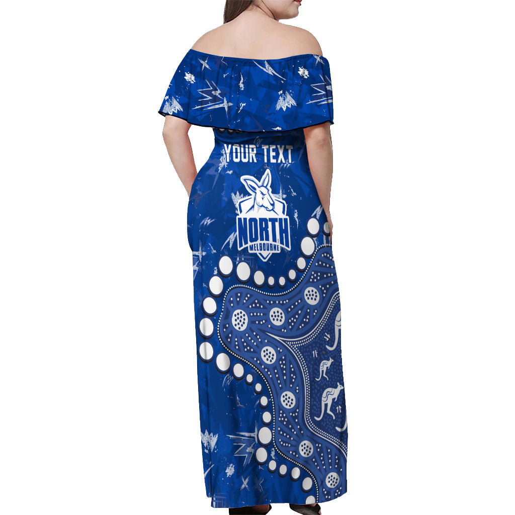 Personalized North Melbourne Kangaroos Off Shoulder Maxi Dress Aboriginal Pattern with Graffiti Style